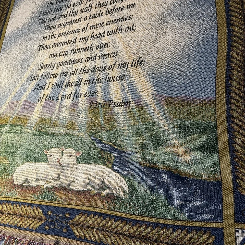 Manual Woodworkers 23rd Psalm Tapestry Throw Blanket 50x60 Christian Sheep
